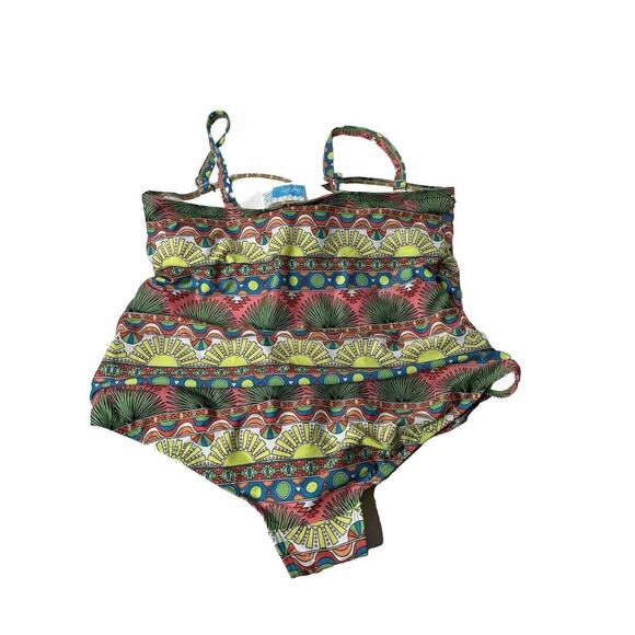 High Dive by ModCloth Serene One Piece Retro Black Halter Swim Suit Women's 2X - Picture 3 of 5